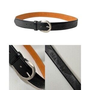 Mens USA Embossed Bald Eagle Black Genuine Leather Belt XL Silver Buckle Western